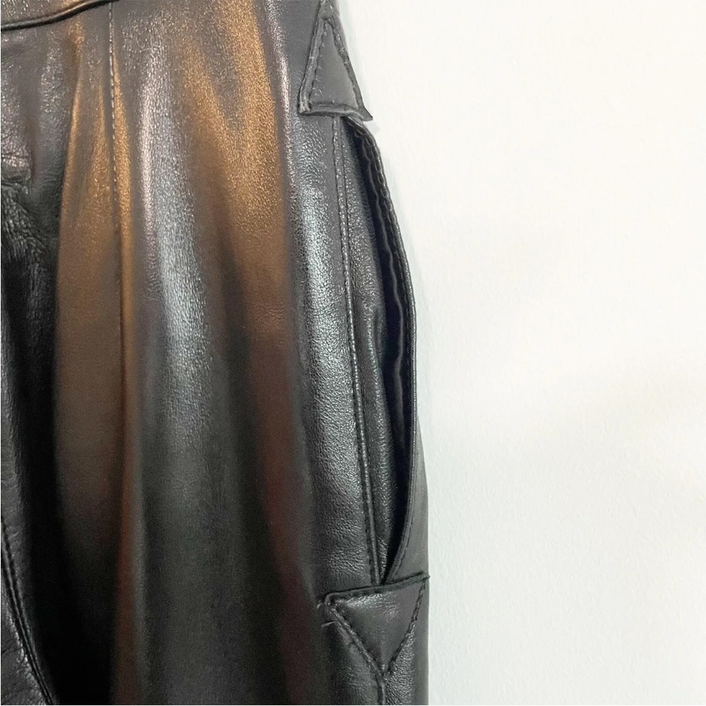 Vintage MZ Creations Paris France Women's High Waisted Black Leather pants 1980s - Picture 5 of 13